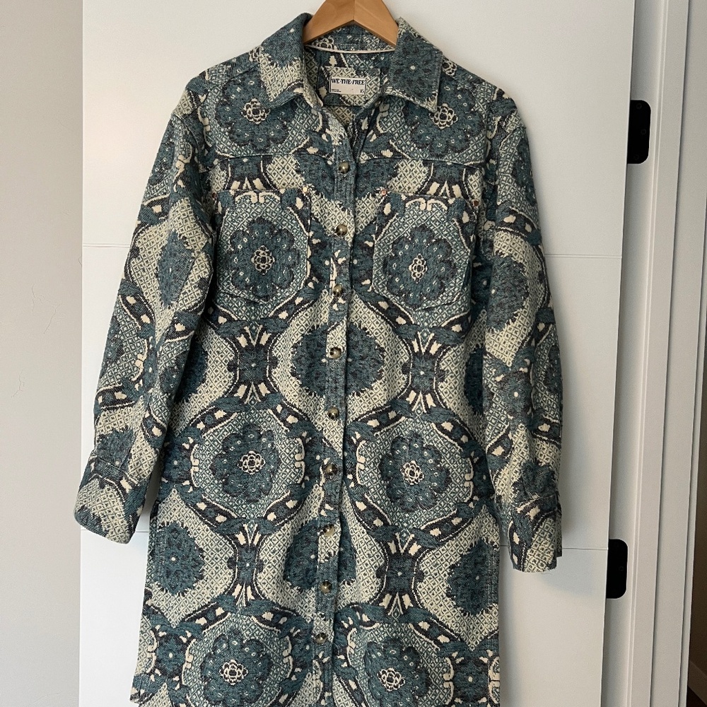 we the free brick lane jacquard maxi shirt jacket